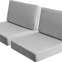 AAAAAcessories Outdoor Deep Seat Cushions, Foam Pillow, Waterproof, Fade-Resistant Patio Furniture Replacement Cushions, 24" x 24" x 5", Set of 2, Gray (24x24-19'' Mid Back-2 Count)