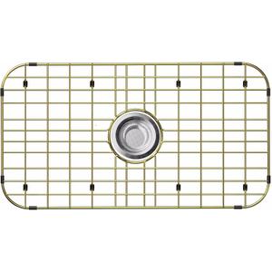 26" x 14" Large Gold Kitchen Sink Grid and Sink Protector, Stainless Steel Sink Rack for Bottom of Kitchen Sink,Centered Drain with Corner Radius, Stainless Steel