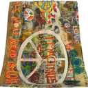 Rectangle Peace Sign Graffiti All You Need is Love Fleece Throw Blanket for Couch Chair Bed Women Men - Lightweight Plush Fuzzy Cozy Soft Blankets and Throws for Sofa Travel Camping, 50x40 inches