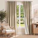 jinchan Burlap Look Curtains Blackout Curtains for Bedroom Lined Linen Textured Look Drapes for Living Room 84 Inches Long French Country Farmhouse Window 2 Panels Tan Drapes, 50"W x 84"L