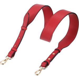 uxcell Leather Purse Strap, Adjustable Crossbody Replacement Straps for Handbags, Shoulder Bag (Bright Red, Gold Clasp)