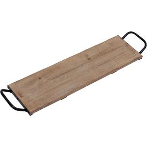 SOFE Rectangular Long Narrow Tray Table Centerpiece - Wood Serving Tray with Handles - 25 Inch Large Serving Platters for Entertaining - Rustic Wood Decorative Tray for Home Room Decor