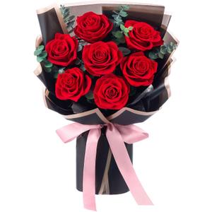 Mosstory Flower Bouquet Flowers for Delivery Prime 7-Piece Preserved Roses Bouquet Gift for Women Mother Wife Mother Day Wedding Anniversary Birthday (Red Roses)