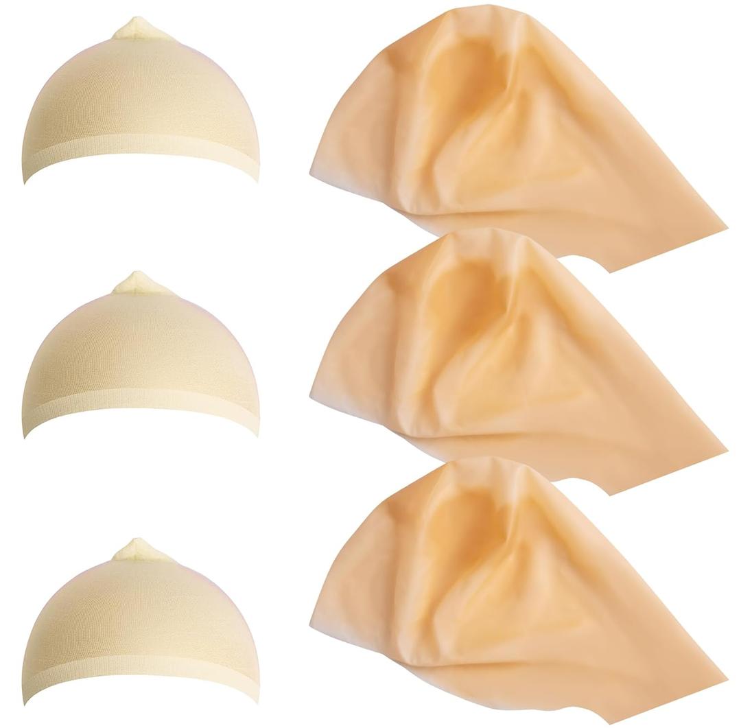 Iceyyyy 6 Piece Bald Cap for Adults - Latex Bald Cap with Head Wig Cap Costume Accessory for Halloween Theme Party Decorations Supplies