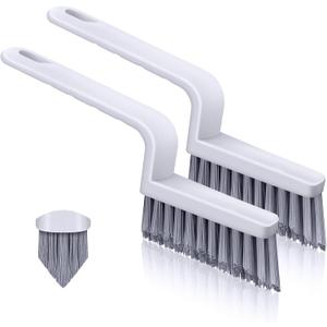 Lumkew Grout Cleaner Brush V Shape, Stiff Grout Cleaning Brushes for Tile Floor, Handheld Grout Scrub Brush Set for Shower, Bathroom, Kitchen, Household Use,2 pcs