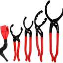 5Pcs Adjustable Oil Filter Pliers Set, Universal Oil Filter Removal Tool with Small Oil Funnel, 10" & 12" & 14" & 16" Oil Fliter Wrench From 1-1/4" to 8-1/2"