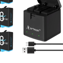 Artman Battery 1500mAh for GoPro Hero 8/7/6/5 Black and 2-Channel LED USB Charger Fully Compatible with GoPro Hero 8 Battery and Charger (2-Pack)