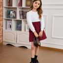 Toddler Girls Clothes Sets: Puff Sleeve Tops Plaid Mini Skirts Skirt Set 2 Piece Fall Winter Outfits 2-8 Years (XS)