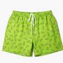 Lime Green Squiggles Pattern Shorts for Mens Adult Men Teens Retro 90s Neon Cosplay Halloween Costumes, XL