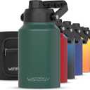 WATERSY Half Gallon Water Bottle Insulated(Cold for 48 Hrs),BPA Free&Leak Proof,64oz Stainless Steel Water Jug/Flask,Big thermo,Large Water Bottle with Handle for Gym,Hiking,Camping,Dark Green