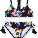 Kanu Surf Girls' Willow V-Neck Bikini Beach Sport 2-Piece Swimsuit (14, Brooke Black)