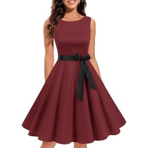 Gardenwed Women's Vintage Dress Sleeveless Cocktail 1950s Dresses Retro Tea Party Swing (XL)