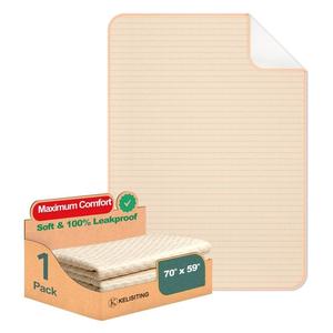 King Size Bed Pads for Incontinence Washable Waterproof, 71" x 59" (Pack of 1)  Reusable Extra Large Colored Cotton Pee Pads for Adults, Elderly, Pet, 4Layer Underpads for Sofa,Furniture KELISITING