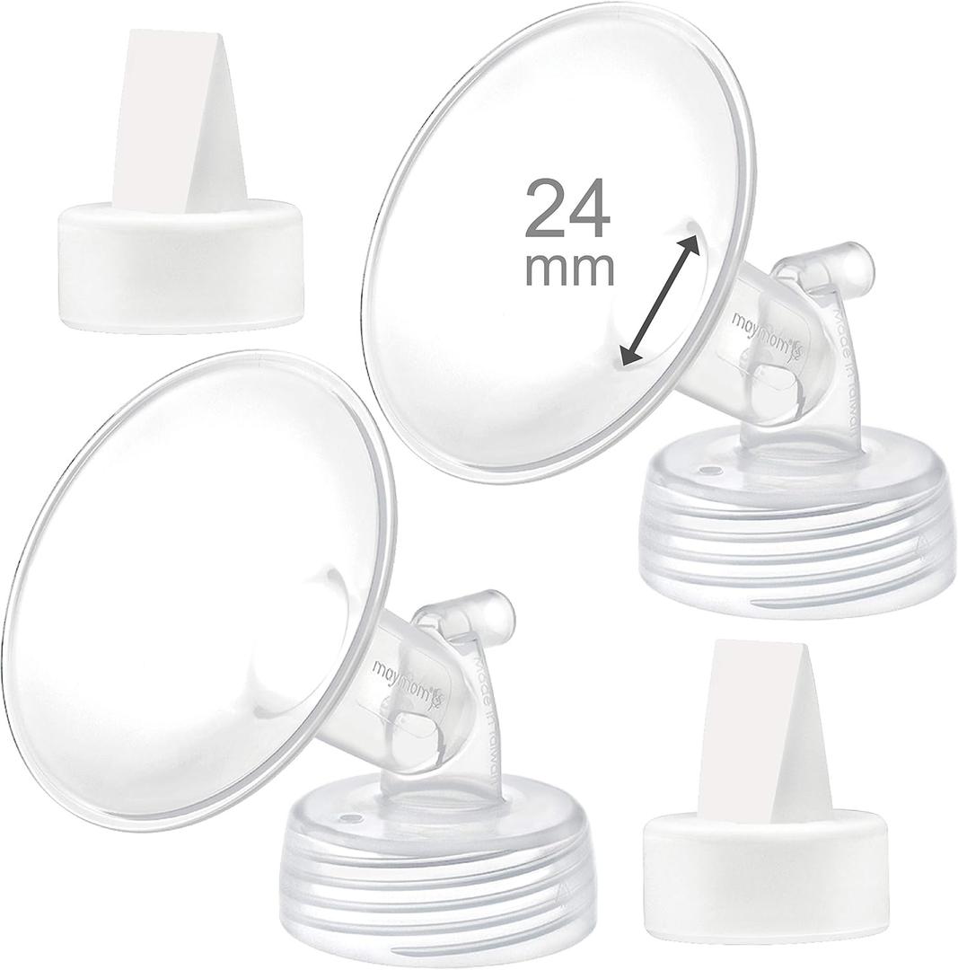 Maymom Compatible 24mm Flange & Duckbill Valve for Spectra S1 Spectra S2 Breastpump Not Original Spectra S2 Accessories Not Original Spectra Pump Parts Replace Spectra Duckbill, Replace Spectra Flange