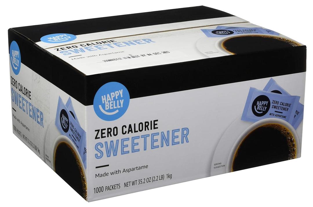 Amazon Brand - Happy Belly Zero Calorie Blue Aspartame Sweetener Packet, Powder, 1000 count (Pack of 1) (Previously Sugarly Sweet)