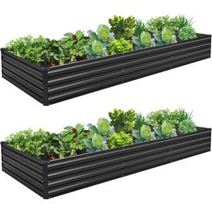 1031FT(2PCS) Galvanized Raised Garden Bed Kit Metal Planter Boxes,Large Outdoor Planters Garden for Planting Vegetables,Flowers,Herbs -Black