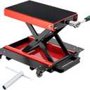 CXRCY1200 LBS Motorcycle Jack with Dolly, Motorcycle Lift Scissor Jack Upgraded Dirt Bike ATV Steel Motorcycle Hoist Stand with Ratchet Wrench,Crank Handle,Thickened Rubber Pad,Wide Deck