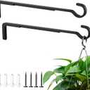 12 Inch Black Heavy Duty Outdoor Plant Hangers for Hanging Baskets, Iron Hanging Plant Brackets for Hanging Plants Outside, Metal Plant Hooks Plant Wall Hooks for Hanging Lantern, Bird Feeder (2 pcs)