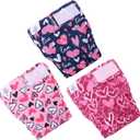CuteBone Washable Dog Diapers Female No Tail Hole 3 Pack Reusable Doggie Period Training Pants Valentines for Docked-Tail Frenchie French Bulldog Boston Terrier Without Tail, Small