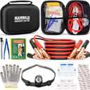 Emergency Car Tool Kit Roadside Assistance Tool Kit, Vehicle Safety Tool with Headlamp, Gloves and Jumper Cable Kit, Essential Car Accessories for Men, Women