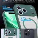 Magnetic Shockproof for iPhone 17 Pro Max Case,Upgraded[Camera Protection][Compatible with Magsafe][Non-Slip][Mil-Grade Protection]Translucent Matte Phone Case for iPhone 17 Pro Max,Pine Green