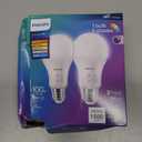 PHILIPS LED 75W A21 2-Pack WhiteDial Multi-CCT (5000K) 1100 Lumen (9W = 75W) Dimmable Clear Flicker-Free Light Bulbs