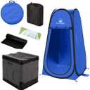 Portable Toilet for Adults with Pop Up Privacy Tent - Camping Toilet Travel Potty Bathroom Kit with Camping Shower Tent or Changing Room for Roadtrip, Beach or RV Travel by Wakeman Outdoors