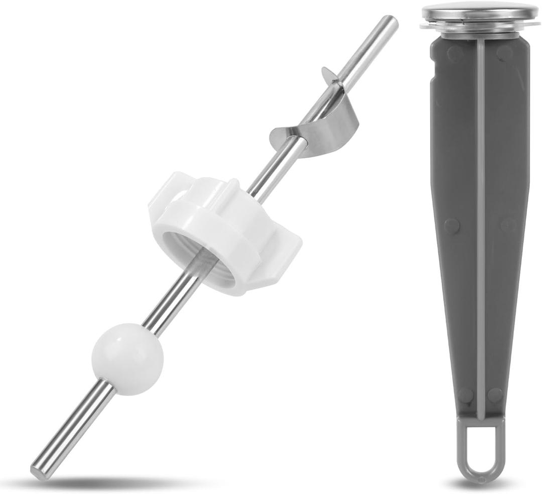 2pcs Sink Drain Parts, Lavatory Pop Up Stopper Assembly with Plug Bathroom Sink Drain Repair Kit Pivot Ball Rod Replacement Compatible with Price Pfister & Popular Band(White,Grey)
