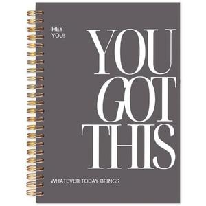 Yhtrg You Got This Inspirational Notebooks Journal, Grey Motivational Spiral Journal Notebook for Women, Grey Motivational Positive Notebooks for Office School Supplies, 5.5x8.3 Inch