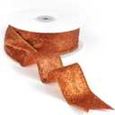 MAYREEL 1.5 Inch Copper Ribbon Wired Terracotta Glitter for Christmas Decorations Gift Wrapping Wreath Supplies Tree Toppers Garland Crafts 10 Yards