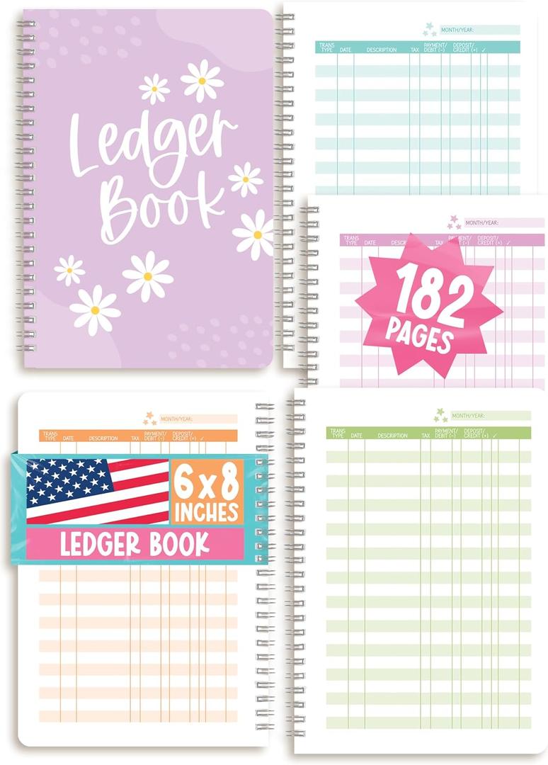 2 x Accounting Ledger Book for Small Business and Personal Use - Budget Ledger Books for Bookkeeping, Expense Tracker Notebook, Bookkeeping Record Book, Receipt and Account Ledgers Books