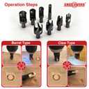 ANGELSWORD 8 PCS Rusty Wood Plug Cutter Drill Bit Set, 1/4", 3/8", 1/2", 5/8" Barrel Type and Claw Type with 1/4" Hex Shank, Plug Cutters for Woodworking