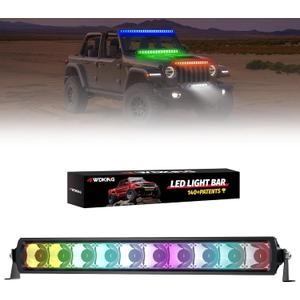 4WDKING App Control RGB LED Light Bars for Jeep Pickup ATV UTV Motorcycle Cars with Bracket and Wire,IP68&IP69K Waterproof Multi-Color Screwless Dual Row Offroad Fog/Driving LED Spot Light (20 inch)