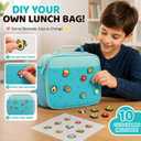 Kids Insulated Lunch Bag with 10 Charms Customizable Lunch Box Reusable Lunch Tote for Boys Girls School Picnic Travel (Blue)