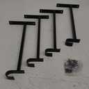 OVOV Closet Rod Bracket Heavy Duty 12 Inch Closet Shelf Brackets with Rod Holder Black Wall Mounted Closet Rod Support Brackets with Hook, (4 Pack)