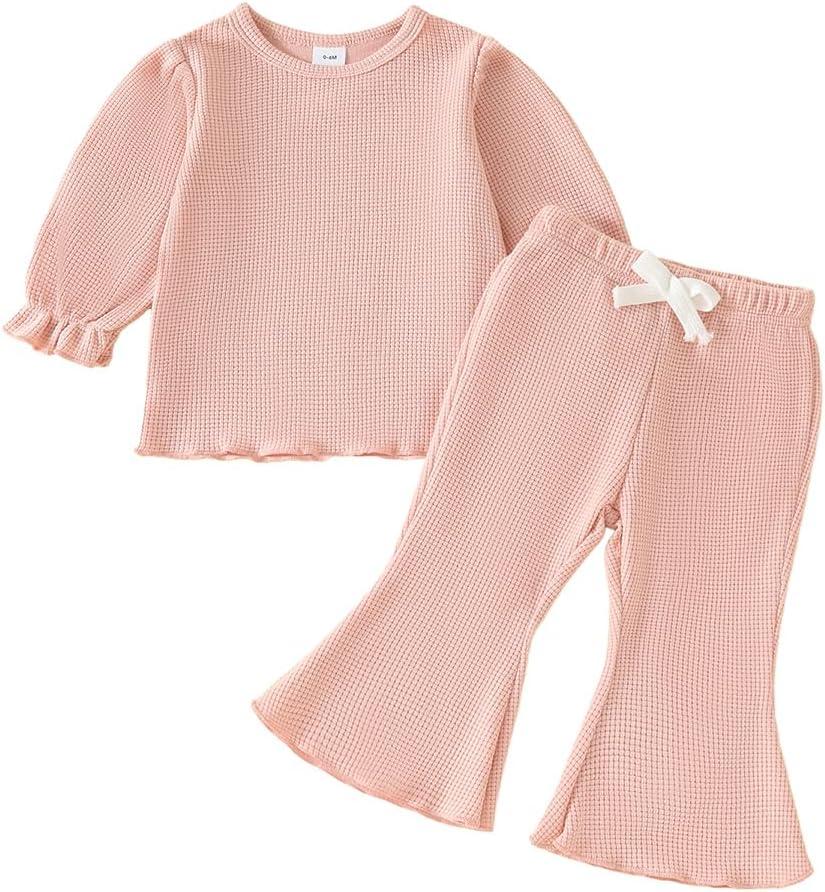 Toddler Girl 2-piece Clothes Set Infant Girl Cotton Long Sleeve Shirt and Pant Fall Winter Outfit for Baby Girl