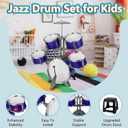 Kids Drum Set 5 Piece Toddlers Jazz Drum Kit with Stool Musical Instrument Toys for 3 4 5 6 7 Year Old Boys Girls Birthday Gift, Small