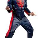 Marvel Spider-Man: Miles Morales Official Youth Halloween Costume - Premium Quality Padded Jumpsuit with Pull On Fabric Mask, Size L (12-14Y)