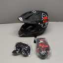 Adult Motocross Dirt Bike Helmet with Goggle, Gloves & Mask - DOT/FMVSS-218 Off-Road Motorcycle & ATV Helmet with Adjustable Sun Visor (X-Large, New Black Skull)