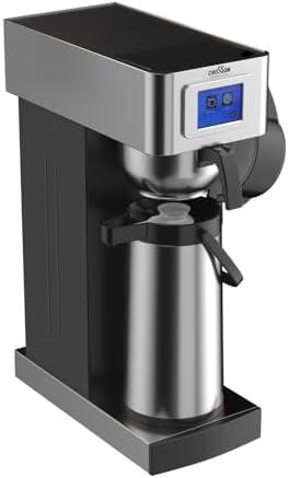 Crosson Auto Filling Commercial Coffee Brewer, Plumbed Direct Waterline Drip Coffee Maker with 24 Hours Hot 2.2L Airpot Coffee Carafe Dispenser with Pump