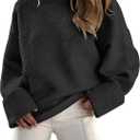 ANRABESS Women's Oversized Sweaters 2025 Long Sleeve Fuzzy Knit Casual Chunky Pullover Sweater Fall Outfits Clothes (Large, Black)