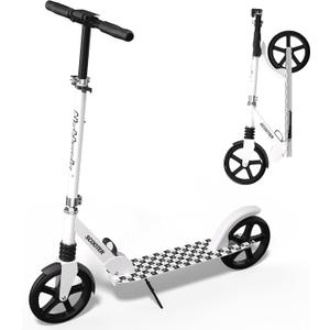 Nattork Kick Scooter for Age 6+ Kids Teens Adults, Max Load 240 LBS, Adjustable Height Foldable with 8" Large Wheels, Anti-Shock Suspension