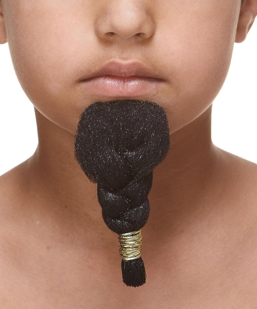 Mustaches Fake Beard, Self Adhesive, Novelty, Small Pharaoh False Facial Hair, Costume Accessory for Kids, Black Color