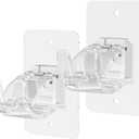 CIEMGNZOC 2PCS No Drill Curtain Brackets, Self-Adhesive Rods, Adjustable Curtain Hooks for Rods Under 1.57 Inch (Transparent)