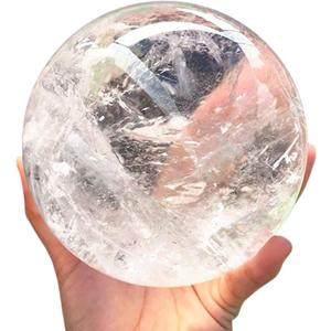 Natural Clear Quartz Crystal Ball,White Crystal Sphere Healing Crystal Ball with Stand Home Decor Prosperous Love Invite Wealth + Pedestal (900g)