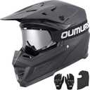 OUMURS DOT Adult ATV Dirt Bike Helmet with Goggles Gloves & Mask Adjustable Sun Visor Motorcycle Adult Helmet Off-Road Motocross Downhill Moped MX for Unisex-Adult-809 Matte Black, M