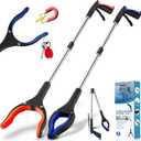 1-Pack Grabber Reacher Tool, 34" Foldable Reacher Grabber Pickup Tool with 360 Anti-Slip Rotating Jaw & Magnets, 4" Wide Claw Opening Reachers for Seniors, Trash Picker Tool