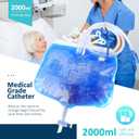 5 Pack 2000ml Urine Collection Bags with 48 Inch Flexible Tube Anti Backflow Chamber, Catheter Bags with Smooth Slide Valve Dual Hooks and Hanging Strap for Daily Liquid Collection and Easy Drainage