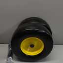 13x5.00-6 Flat Free Lawn Mower Tire and Wheel, Smooth Tread Tire for Lawnmower, Bearing Bore Hole 3/4" & 5/8, 3.25"-5.9" Centered Hub, 2 PCS