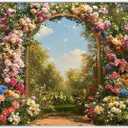 ZTHMOE 7x5ft Fabric Spring Enchanted Garden Backdrop Fairytale Forest Floral Butterfly Wonderland Oil Paint Photography Background Girl Kids Birthday Decor Photo Banner
